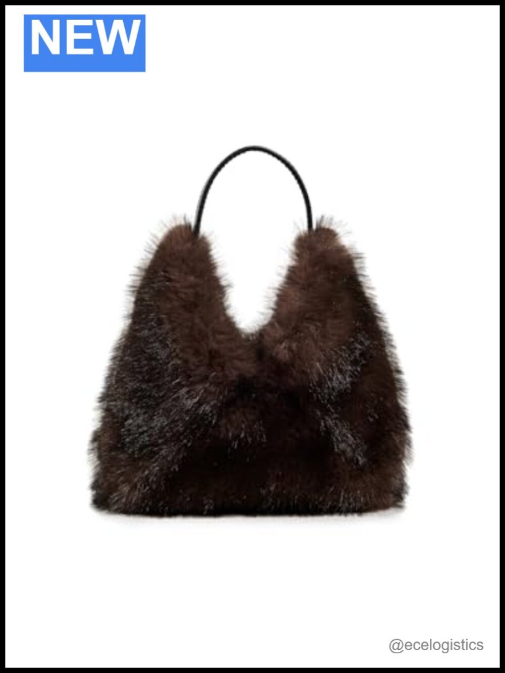 Faux Fur Top-Handle Satchel Bag with Leather Handle